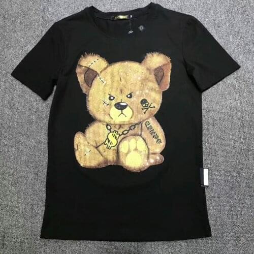 New Fashion Bear T-shirt Men Short Sleeve Top Plein T-shirt Pure Cotton Mens O-neck Top Street Gothic Style Manche courte