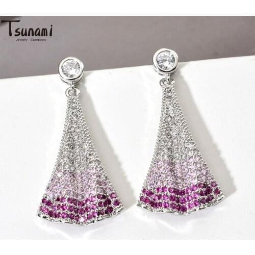 New Arrival Ins Fashion Trend Style Earrings Skirt Zircon Stone Earrings For Women Popular Wedding Earring Jewelry Gifts