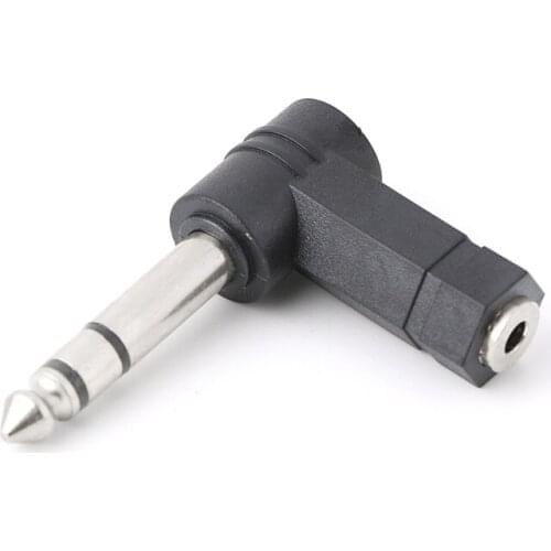 New 6.35mm Male to 3.5mm Female Plug 3 Pole Right Angle Stereo Audio Adapter 90 Degree 6.35 to 3.5 Male Connector Converters