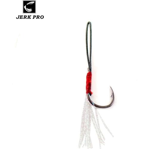 EVERBLUE 10PCS Assist Hook with PE Line for Metal Micro Jigs Light Game Cast Jig Slow Jigging Fishing Lure Hook Terminal Tackle