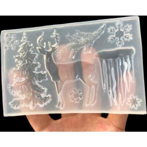 1pcs silicone Christmas tree elk snowflak mold DIY resin jewelry pendant necklace pendant lanugo mold resin molds for jewelry