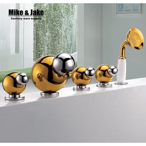 Three handle bathtub mixer shower faucet bath mixer Deck Mounted Bathroom Tub Faucet 5 PCS Mixer