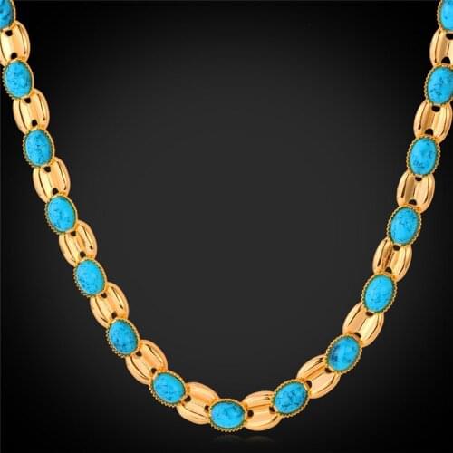 Turkish Jewelry Bohemian Necklace Women Fashion Gold Color 45CM+5CM Green Necklace Gift MGC N820