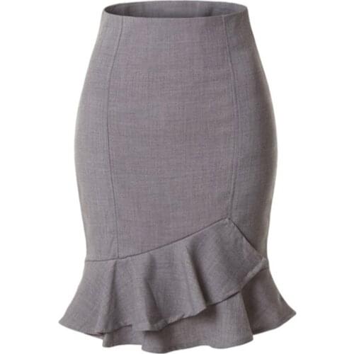 Mermaid Skirt Office Lady Womens Black High Waist Solid Ruffle Party Womens Mini Skirts 2020 Spring Autumn Skirts Women