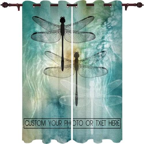 Living Room Curtains Watercolor Dragonfly Home Decoration Curtains For The Room Kitchen Study Bathroom Window Valance Curtains