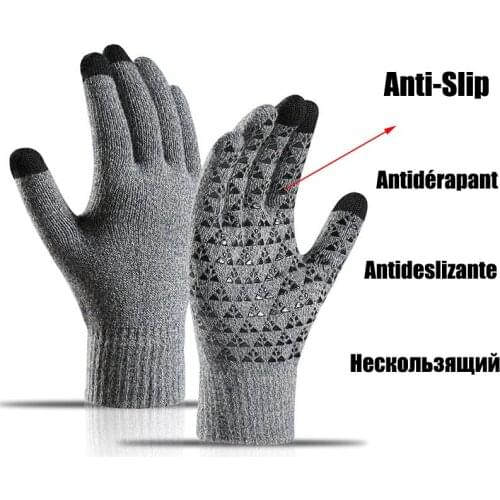 Winter Touch Screen Warm Knitted Gloves Men Women Anti-Slip Outdoor Sports Bicycle Ski Motorcycle Hiking Hand Warmer Glove G014