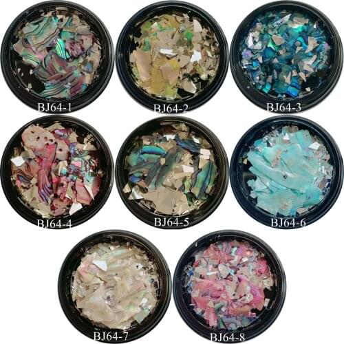 1Jar Nail Art Shell Pieces with glitter pieces Mix in Jars Nail Art Shell Deco BJ64