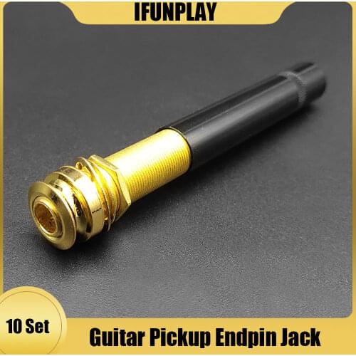 10set Acoustic Electric Guitar 6.35mm 1/4 Inch Mono Output End Pin Endpin Jack Socket Plug with 65mm Rear Cover Copper Material