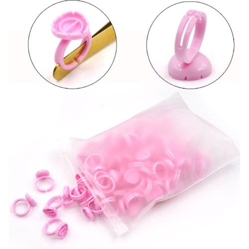 100pcs Disposable Eyelash Glue Fan Cup Rings Eyelash Extension Glue Adhesive Container Plastic Permanent Makeup Pigment Holder