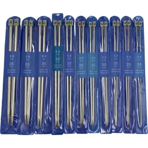 11 Pairs Stainless Steel Single Pointed Knitting Needle Set DIY Sweater Straight Weaving Tools Crochet Hook Kit 2mm-8mm
