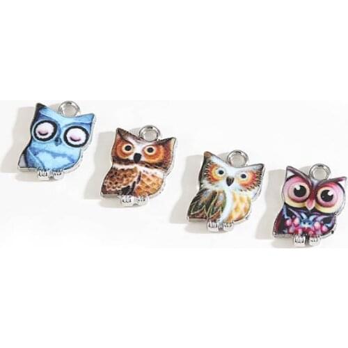 2pcs/lot 15*10mm owl Alloy Dripping Oil bracelet Connector for DIY Handmade Jewelry Necklace Accessories hfj6