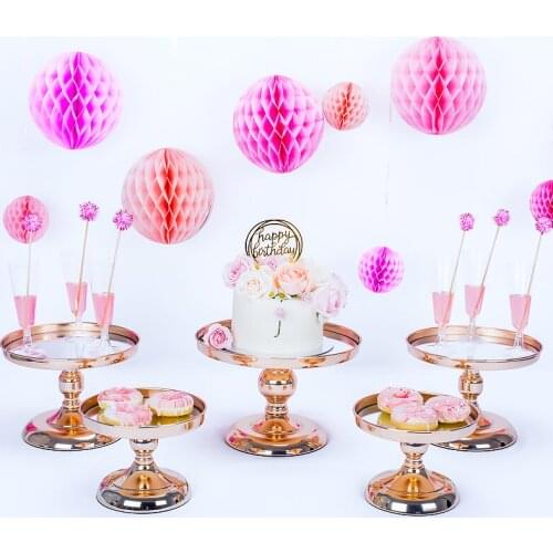 5pcs/lot Cake Round Stand Mirror Dessert Metal Display Snack Holder Pedestal Party