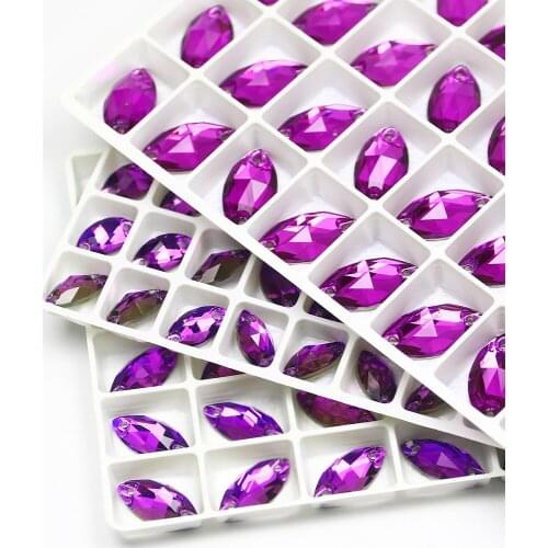 50pcs Horse Eye Crystal Stone Sew On Rhinestone 2 Holes Sliver Navette Flatback Sewing Diamond For Needlework Dress Clothes Bags