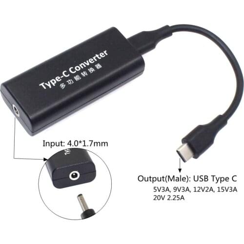 USB Type C Power Adapter Converter Dc 4.0 x 1.7mm Female to USB C Plug Connector Laptop Mobile Phone Charger for Lenovo Asus 45W