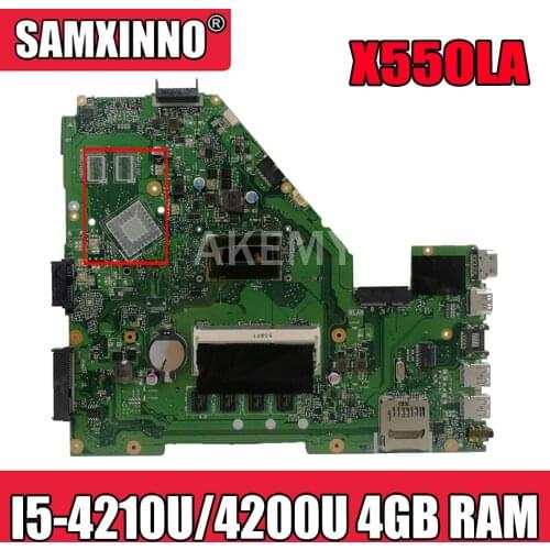 Akemy X550LA Motherboard For Asus A550L X550LD R510L X550LC X550L X550LB laptop Motherboard Mainboard I5-4210U/4200U 4GB RAM