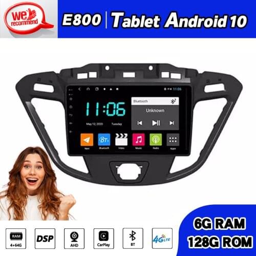 128GB Rom Car Radio Stereo Receiver For Ford Transit Custom Tourneo 2014 Android 10 Multimedia GPS Navigation Carplay Head Unit