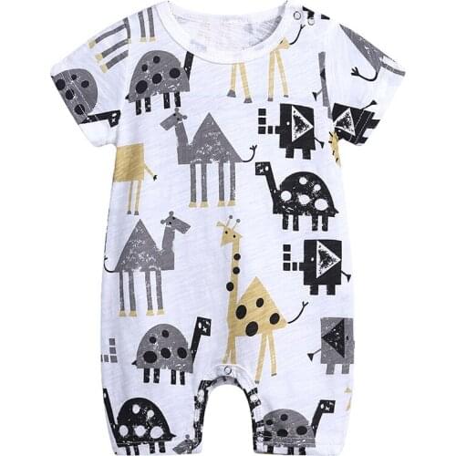 Fashion Newborn Baby Boys Girls Boxer Romper kids Clothes Short Sleeve Infant cartoon animals Graffiti clothing