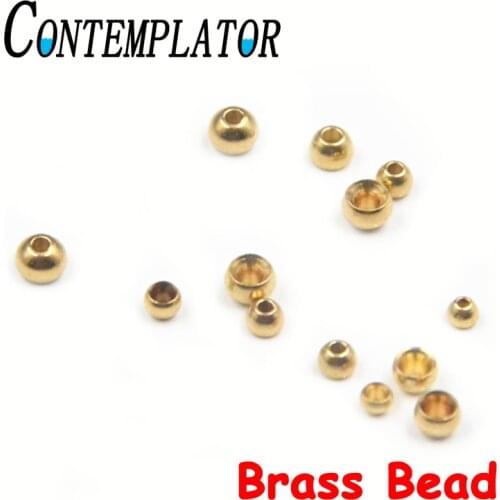 CONTEMPLATOR 50pcs Fly Tying Nymph Bead Head Brass Beads 2.5mm/3.0mm/3.5mm/4.0mm Countersunk Beads Fishing Accessories Streamer