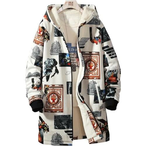 Long Mens Trench Coat Jacket Autumn Winter Thick Warm Jacket Hoodie Trench Coat Men Plus Velvet Men Outwear Hip Hop