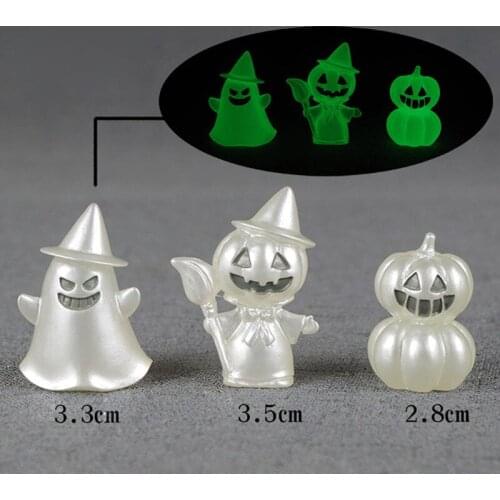 1PC Glow in Dark Action Figure Luminous Pumpkin Ghost Demon Elf Dolls Resin Model Cartoon Figurines Halloween Kids Toys