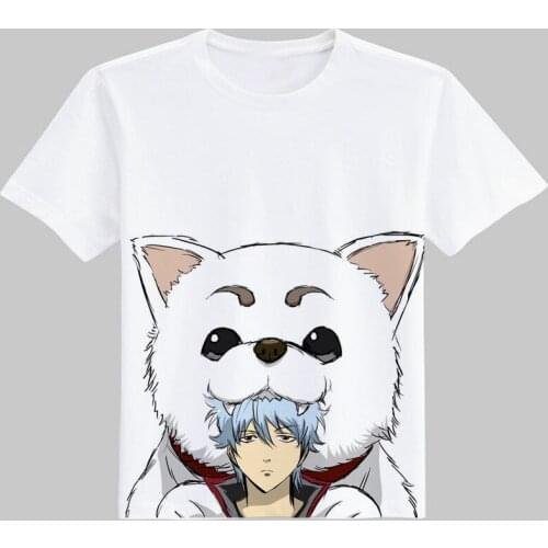 Anime Gintama Silver Soul Sadaharu Elizabeth T-shirts Men Women Short Sleeve Tops Sakata Gintoki Funny Summer Tees Tshirt