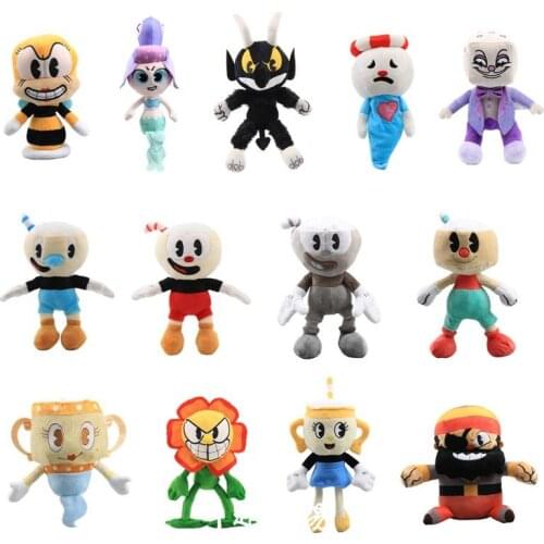 25-36cm Cuphead Plush Toys Kids Chooseable Cartoon Mugman Ms. Chalice Ghost King Dice Sunflower Collectiable Toys Gifts