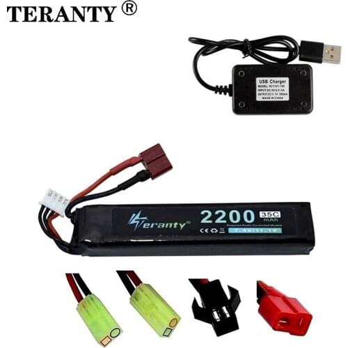 RC Toys Gun 3S 2200mAh 35C 11.1V Rechargeable Battery With USB Charger for AKKU Mini Airsoft BB Air Pistol Electric Toys Parts