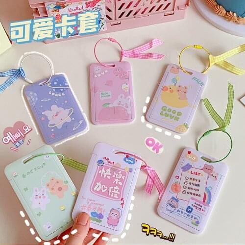 Kawaii ID Credit Bank Card Holder Students Bus Card Case Hand Rope Identity Badge Cards Cover FOR Women Men Pendants