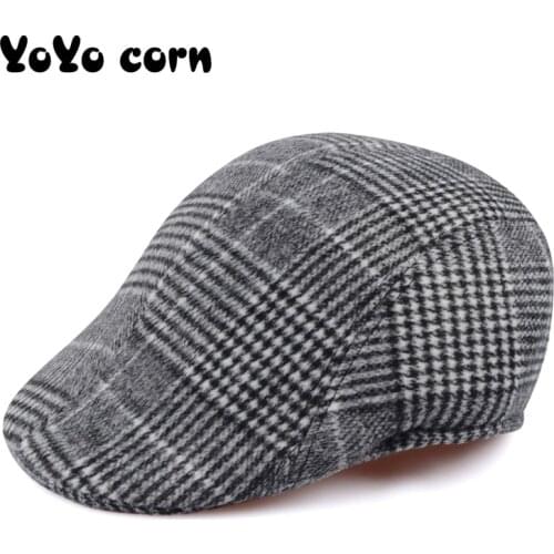 YOYOCORN Unisex Caps Mens & Womens Snapback Papas Cap Panama Peaked summer plaid ladies hats Two-tone stitching pattern hat