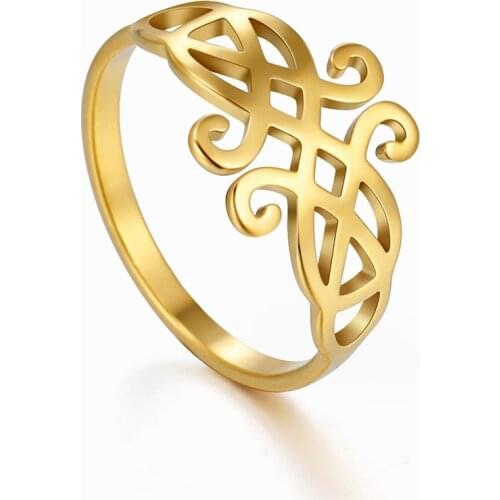 Skyrim Womens Ring Stainless Steel Filigree Flower Gold Color Party Finger Rings Love Jewelry Anniversary Gifts for Women Femme