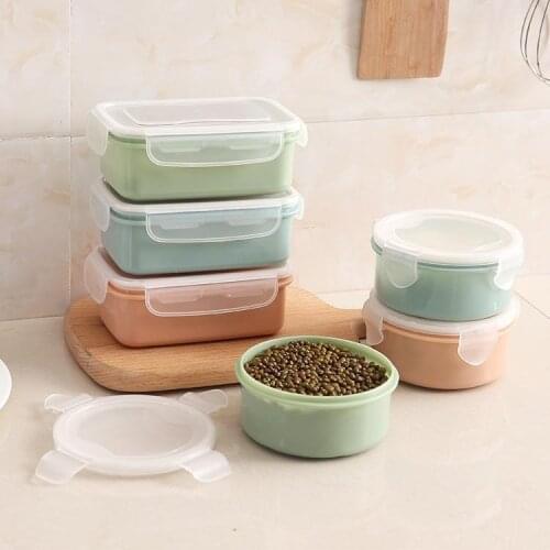 Round Mini-fridge Crisper Small Lunch Box Kitchen Bento Box Plastic Storage Box Rectangular Sealed Box