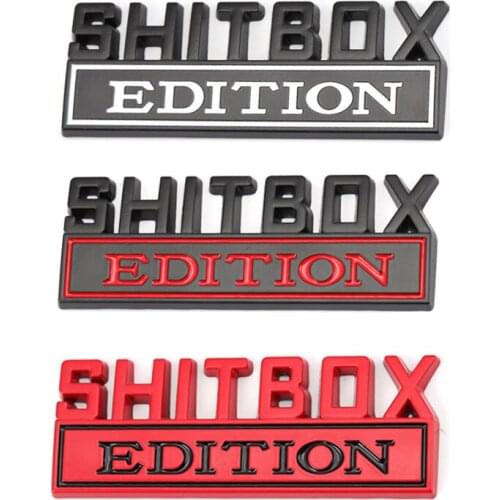 3D Metal SHITBOX EDITION Emblem Badge Decals Car Sticker Front Hood Grille For Jeep Dodge Chrysler Chevrolet Grand Cherokee