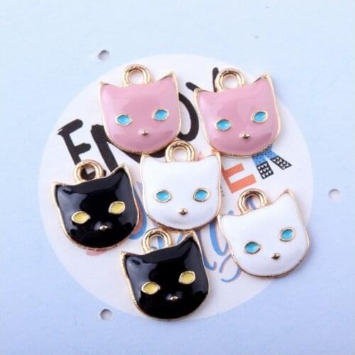 Fashion Enamel Animal Charms Gift Candy Cat Avatar Alloy Charms Pendants for Bracelet Necklace Making Jewelry Accessories DIY