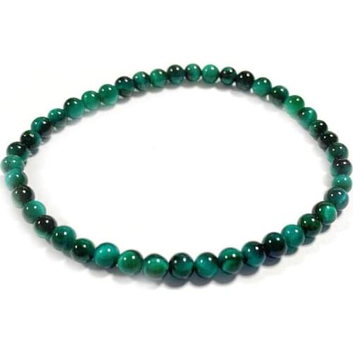 Fashion Jewelry Women Bracelet Natural Stone 4 mm Green Tiger eye Round Beads Bangle elastic bracelet Gift Beadked Bracelet