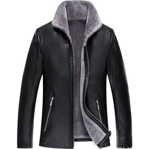 2020 New Leather Jacket Men Winter Thick Inner Wool Leather Fur Coat Men Casual Thermal Genuine Leather Coats Warm Jackets