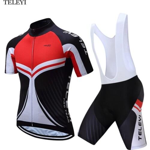 TELEYI Mens Sportwear Ropa Ciclismo Cycling Jersey Bike Bicycle Short Sleeve Cycling Clothing Bib Shorts Sets XS-4XL