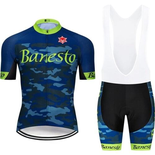 Banesto 2020 Men Cycling Jersey Summer Short Sleeve Set Maillot bib shorts Bicycle Clothing Sportwear Shirt Clothes Suit
