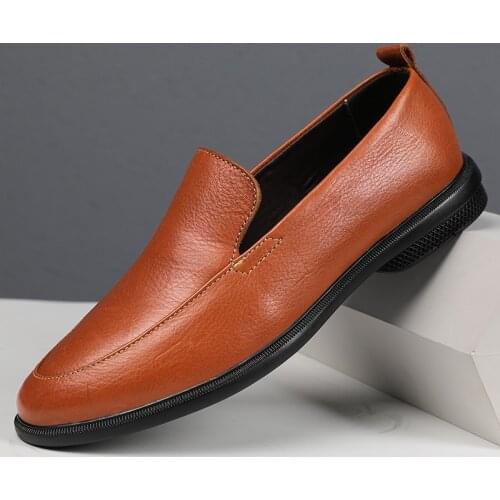 100%Genuine Leather Men Shoes Brand 2020 Italian Casual Slip on Formal Loafers Men Moccasins Italian Black Male Driving Shoes