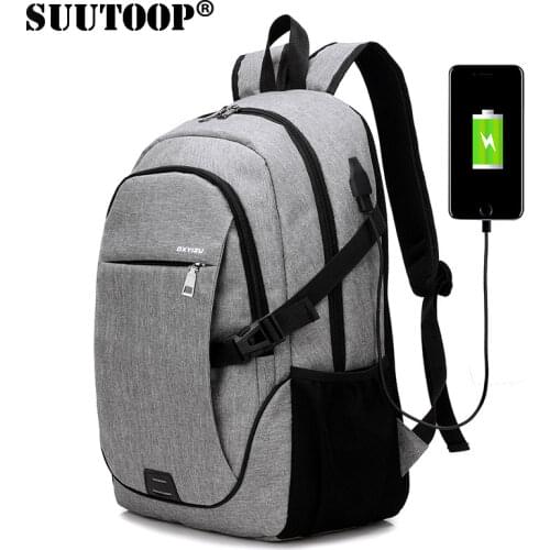 2020 Laptop USB Charge Men Canvas travel Backpack Schoolbag School Backpack for Teenagers Casual Male Pack bag