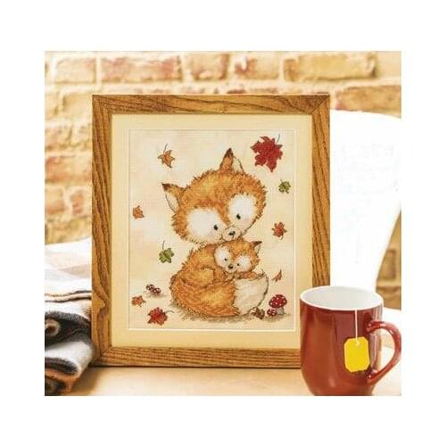 A3240 fox mother and son precision printing kit cross stitch embroidery kits Hot Sell Counted Cross Stitch Kit