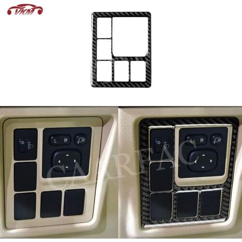 Carbon Fiber Car Front Lamp Headlight Switch Button Trim Frame Cover Sticker For Toyota Land Cruiser Prado 2014-2017