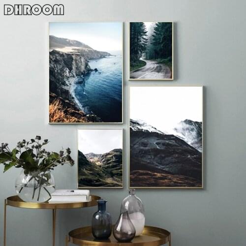 Mountain Print Forest Canvas Poster Nature Nordic Style Landscape Wall Art Print Painting Decorative Picture Living Room Decor