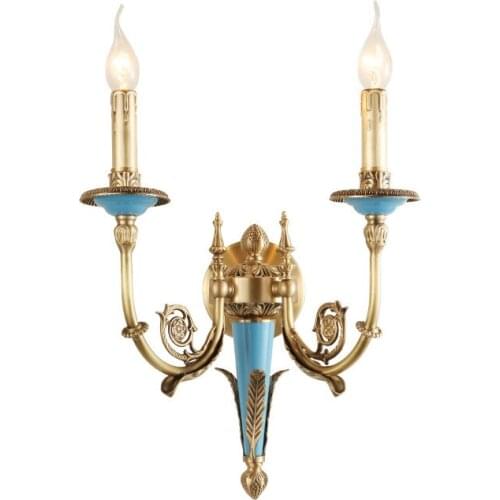 French Copper Wall Lamp Villa Living Room Bedroom Dining Hall Corridor Study Duplex Building Candle Lamps E14