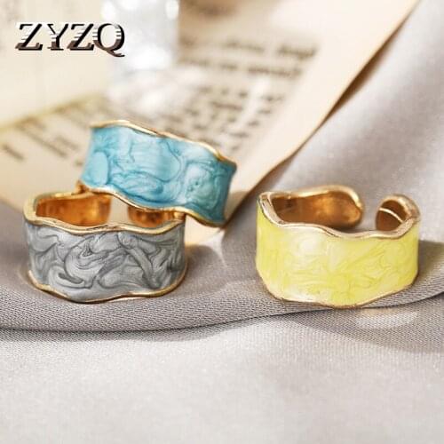 ZYZQ New Retro Simple Personality Student Joint Ring ins Creative Color Open Ring For Women Girls Fashion Jewelry 2021