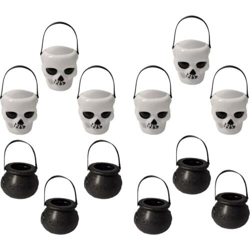 1/2Pcs Halloween Candy Buckets Plastic Skeleton Bucket Kids Gift Trick or Treat Halloween Party Decoration Props Candy Pot