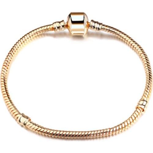 Popular Basic Snake Chains Clasp Chain Bracelets European Bracelets & Bangle DIY Jewelry Gold/Silver Color Hot Sell Gift