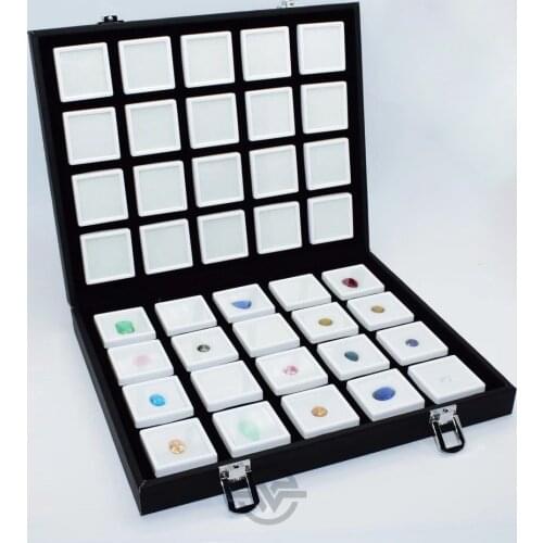 Portable Black PU Travel Gem Box Gemstone Storage Case Jewelry Tray Stone Holder Organizer WIth 40PCS 4x4cm Diamond Boxes