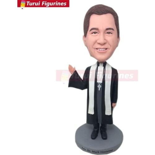Priest Pastor Minister Reverend Rev Personalized Gift Custom Bobble Head Figurines Based on Customers' Photos Birthday Cake Topp