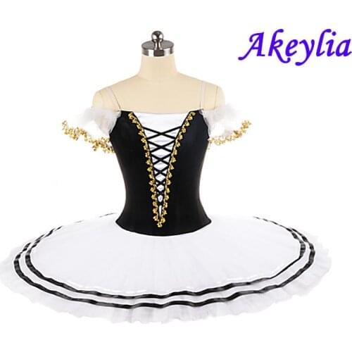 Black white Professional ballet Pancake Platter Tutu Custom Paquita Classical for women performance tutus Ballet dress velvet