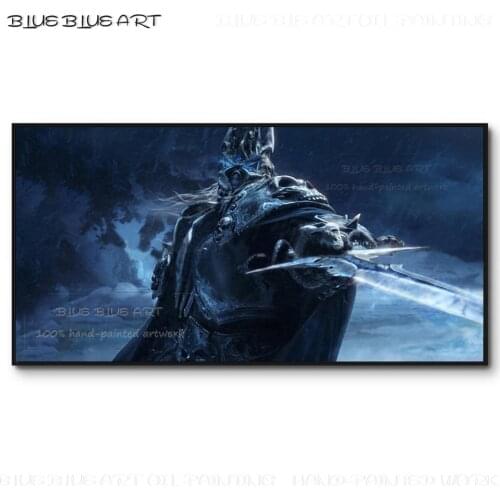 Professional Artist Pure Hand-painted Wrath Of The Lich King Oil Painting on Canvas Unique Wall Art King of Lich Oil Painting